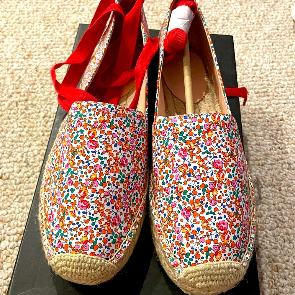 Brand New J.Crew Fabric Ankle Tie Espadrilles